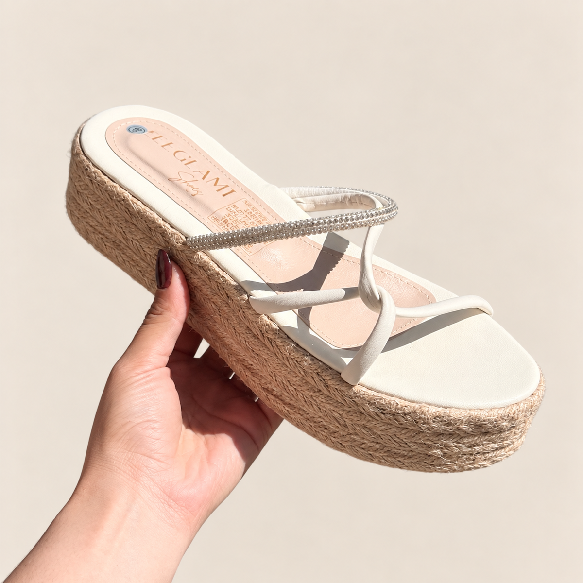 Sandalias de Yute Blancas con Tiras Finas de Murano