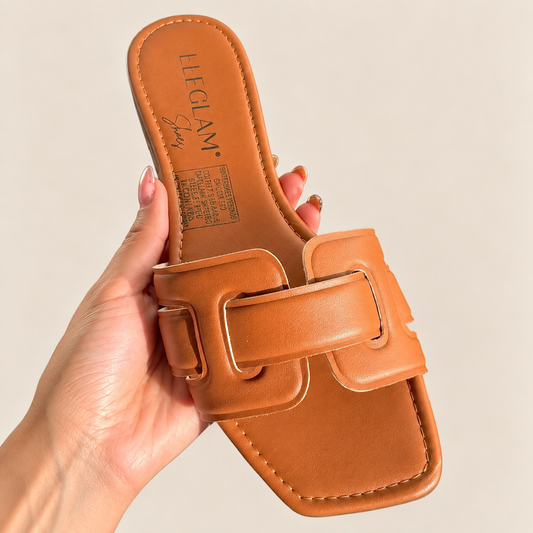 Sandalias Planas color camel estilo Hermès